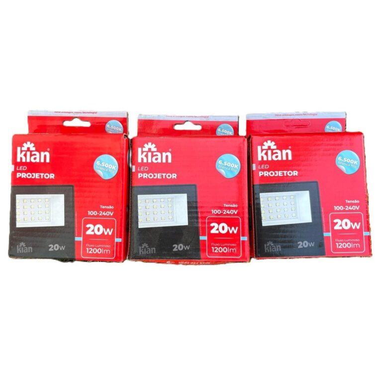 Kit 3 Peças Projetor Led 20W 6500K PT Bivolt Kian
