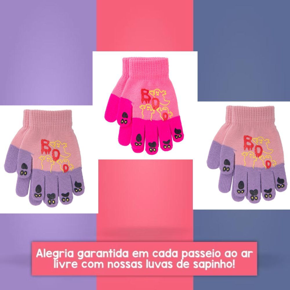 Luva Infantil Térmica Inverno Antivento Forro Fleece Quente – Tricot Macio para Menino e Menina 3 a