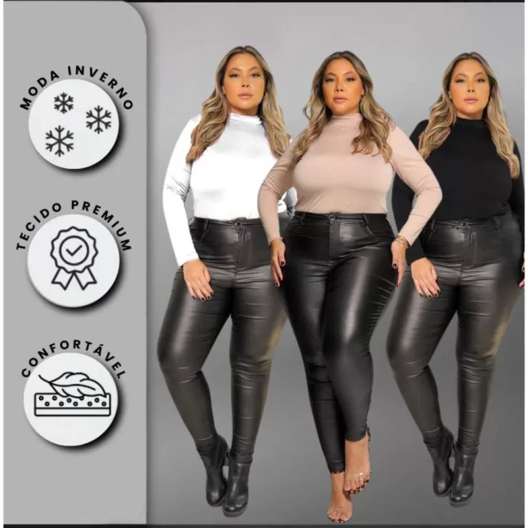 Kit 3 Blusas Feminina Plus Size Manga Longa Elegan