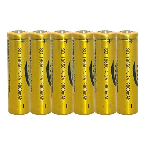 Kit 6Baterias Rerregaveis 18650 Li-ion 8800mh 3.7v