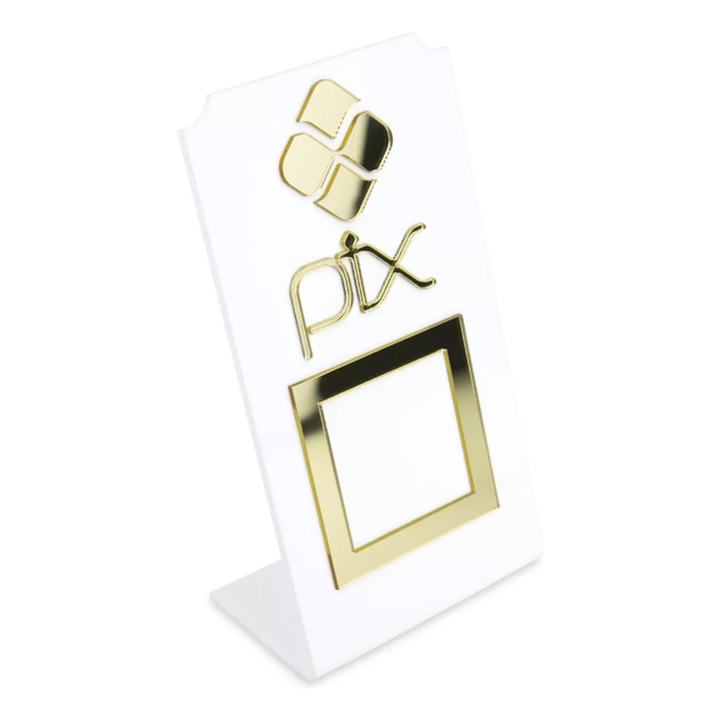 Placa Pix QR Code Display Vertical Acrílico para Pagamentos Balcão Caixa Loja Comércio