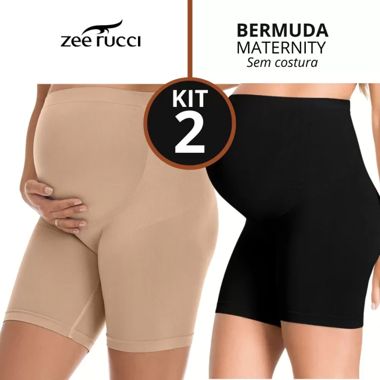KIT 2 Bermuda Modeladora para Gestante Maternidade