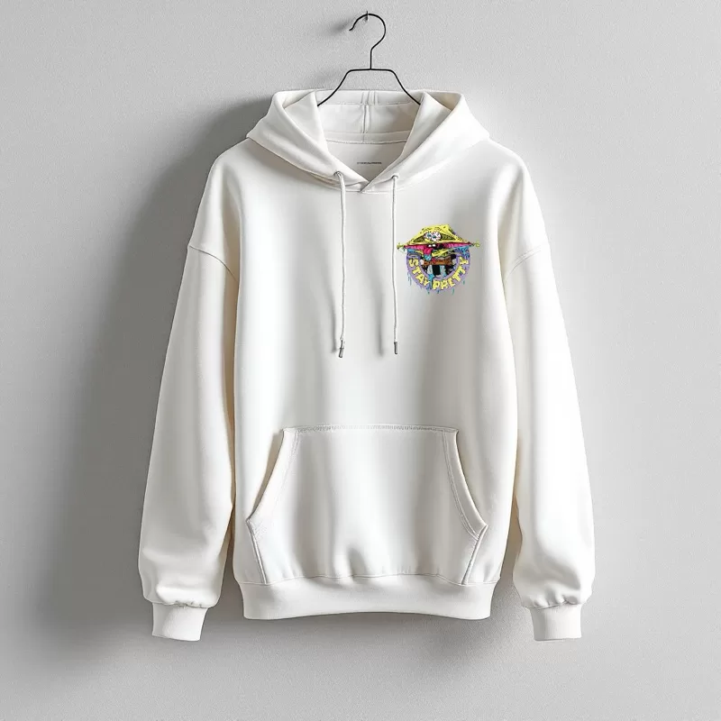 Moletom Canguru Bob Esponja Desenho Happy Blusa de Frio Masculino Inverno com Capuz Flanelado Filme