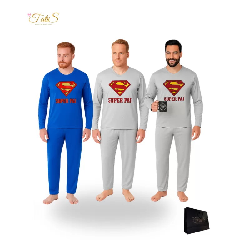 (Aprovado) Pijama Masculino Super Pai Comprido de 