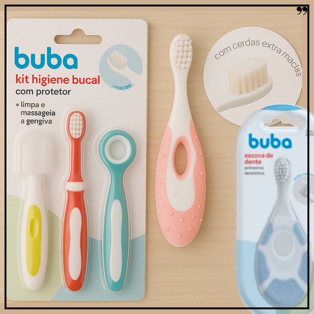 Escova De Dente Infantil Bebê Criança Higiene Bucal BUBA