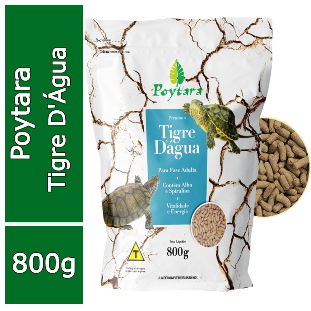 Ração Para Tartaruga Poytara Tigre Dágua Saco 800g Bag –  Para tartarugas Aquáticas Adultas Poytara