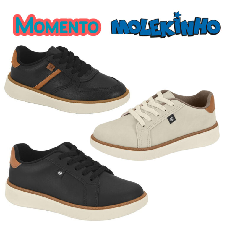 Tênis Sapatenis preto branco marrom infantil mole
