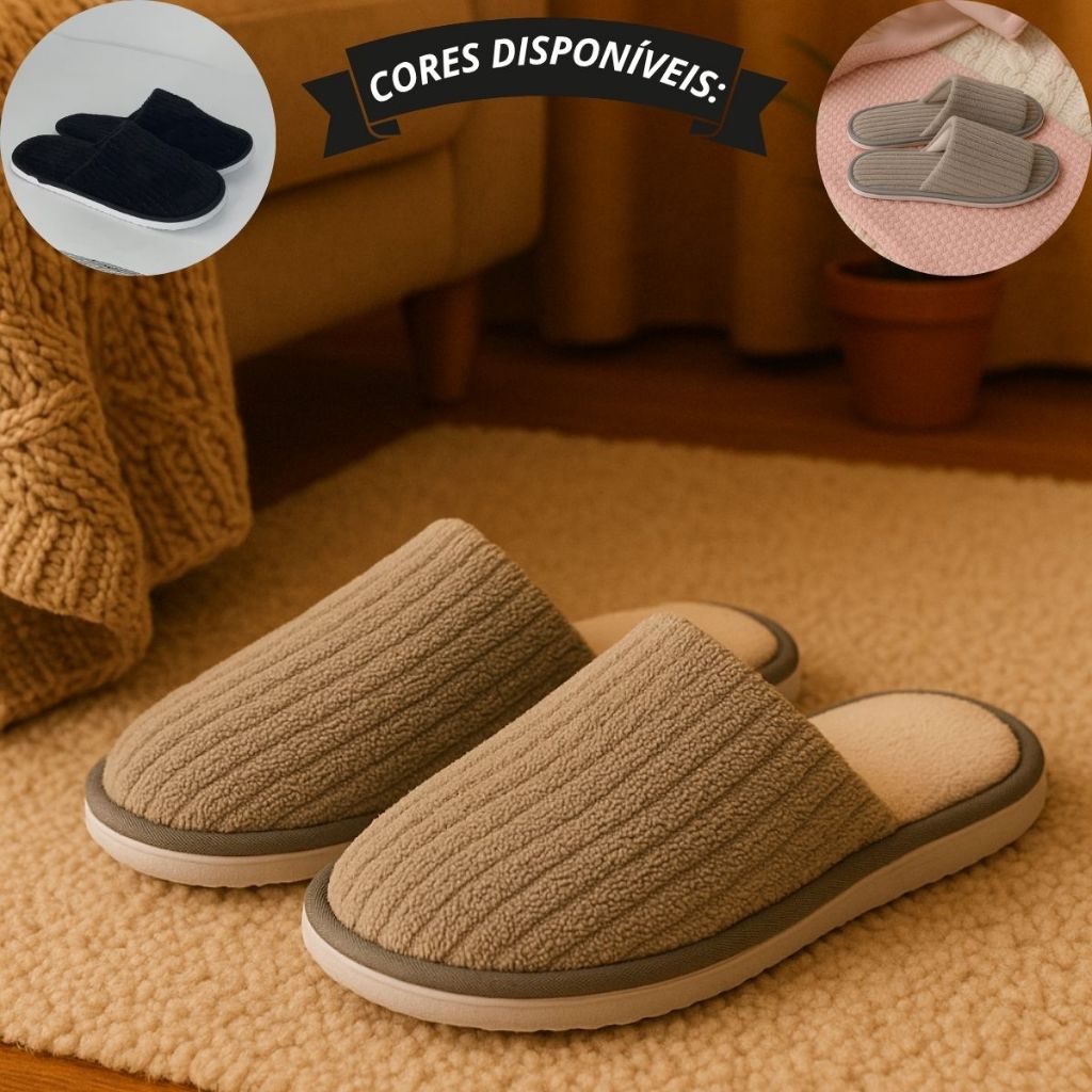 Chinelo De Quarto Pantufa Masculina Feminina Unissex Forrada Em lã Muito Confortável Solado Leve