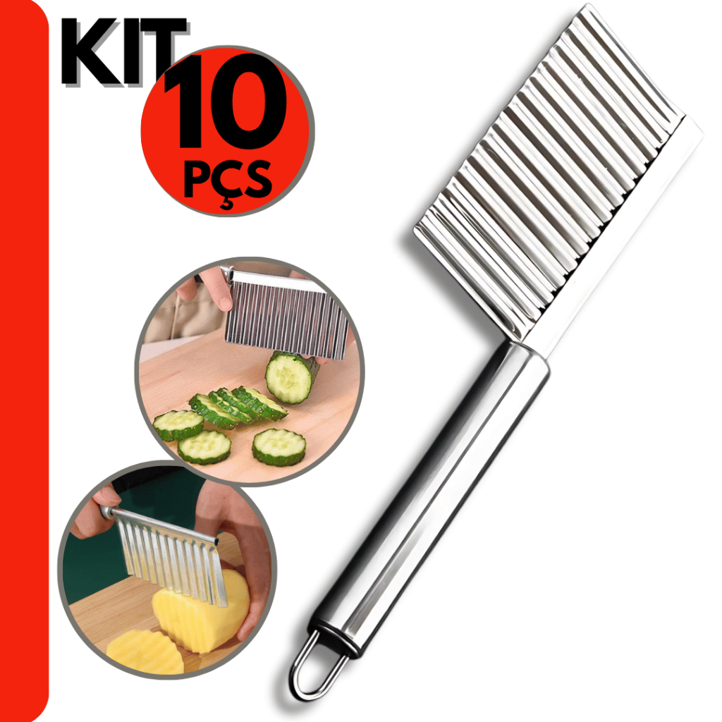 Kit Cortador Ondulado Aço Inox