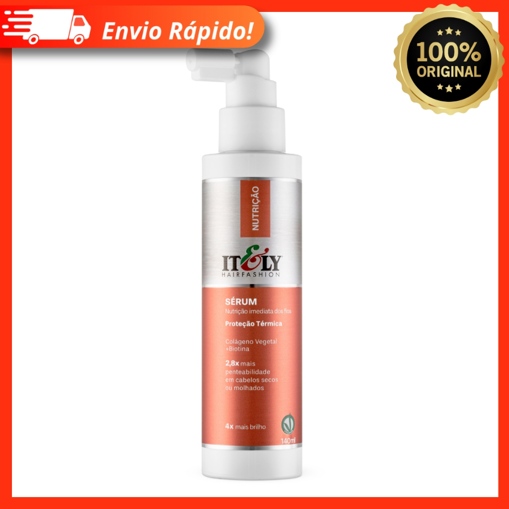 Sérum Itely Nutrição 140ml – Nutrição Imediata, Penteabilidade e 4x Mais brilho – Vegano