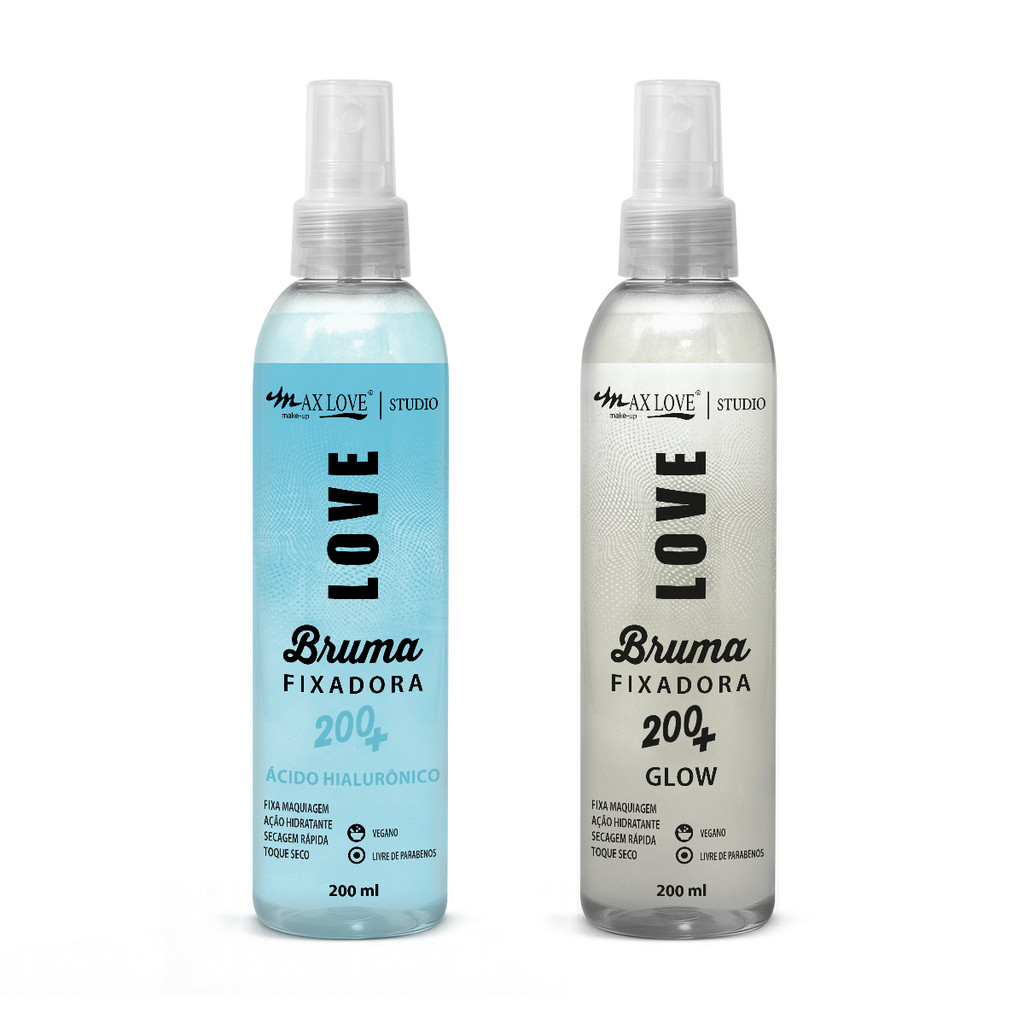 Kit Bruma Fixadora Acido Hialurônico e Glow – Pele Seca + Brilho Natural Max Love