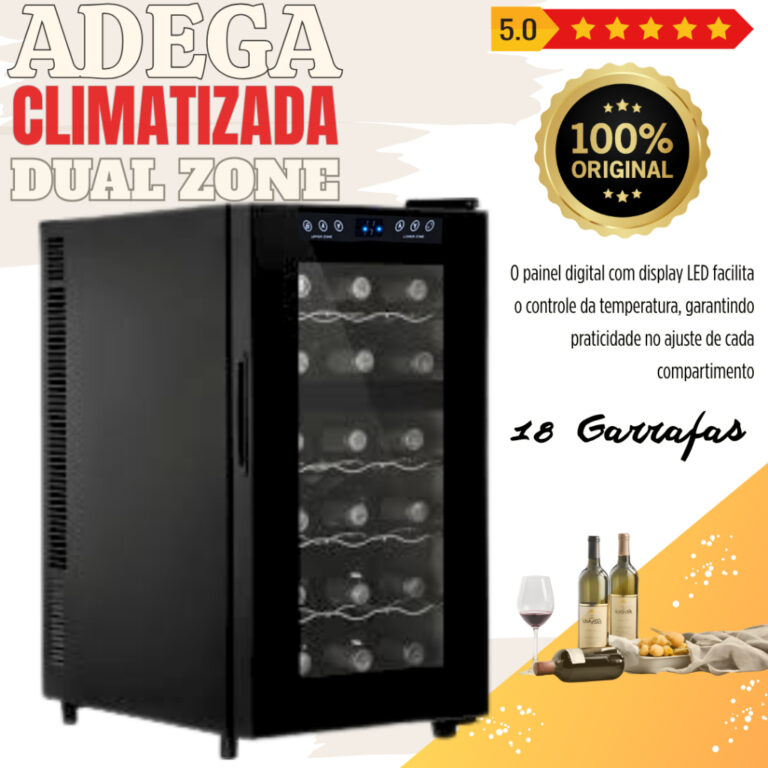 ADEGA CLIMATIZADORA DIGITAL 18 GARRAFAS DUAL ZONE 