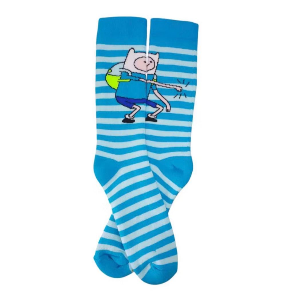 Meia Hora De Aventura Finn e Jack Kit 2 Pares Azul-celeste e Laranja Adulto 34-44 Algodão Macio Pron