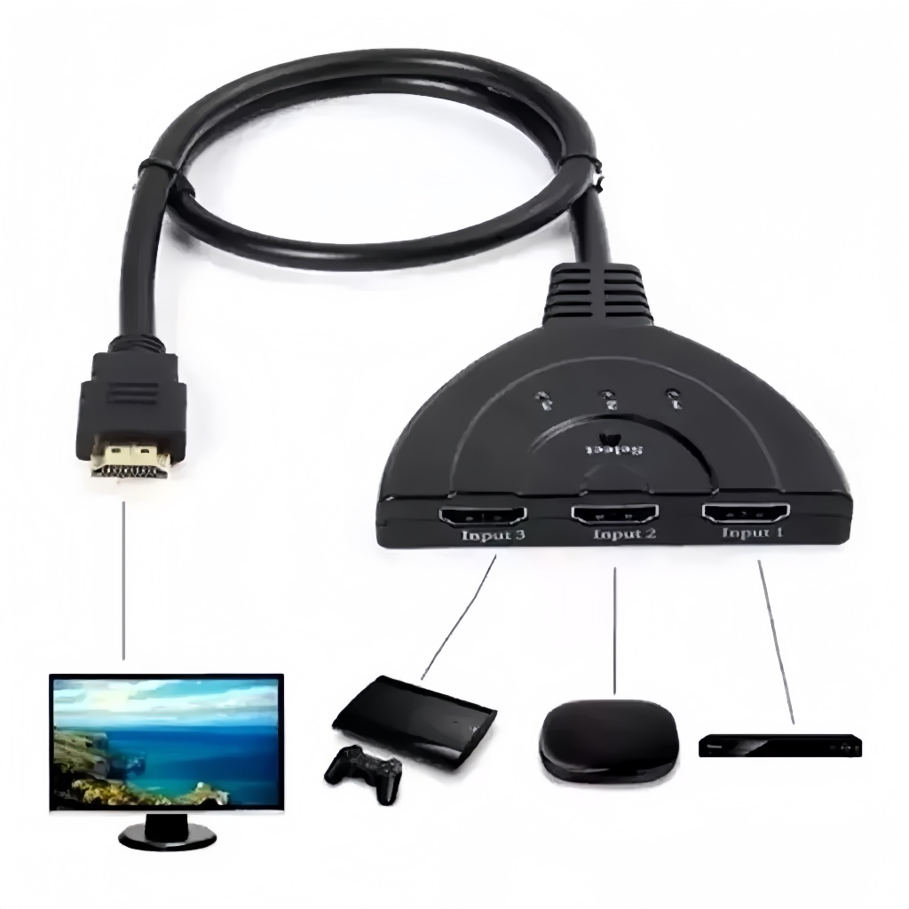 Hub Switch Hdmi 3×1 Extesor 3 Portas 4k 1080p 3 Entradas E 1 Saída Chaveador Note