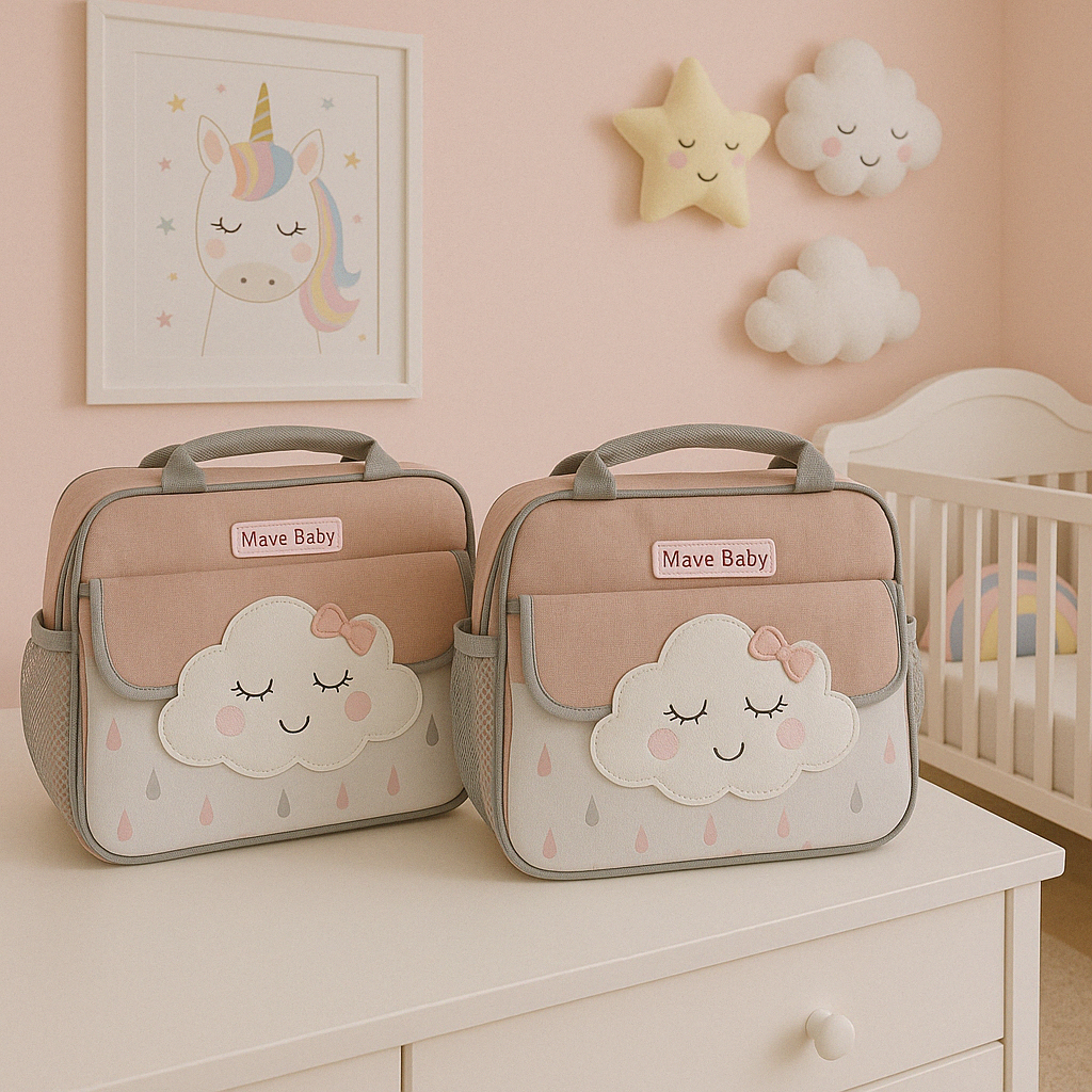 Kit Bolsa + Frasqueira Maternidade Nuvem Fofa | Enxoval, Passeio e Saída do Bebê  Rosa e Azul