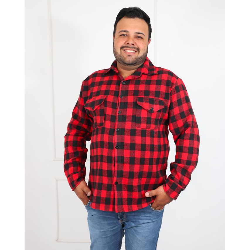 Camisa masculino Xadrez  /Flanela de manga longa forma grande