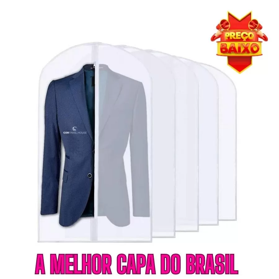 20 CAPAS PROTETORAS TRANSPARENTE COM ZÍPER PARA ROUPA