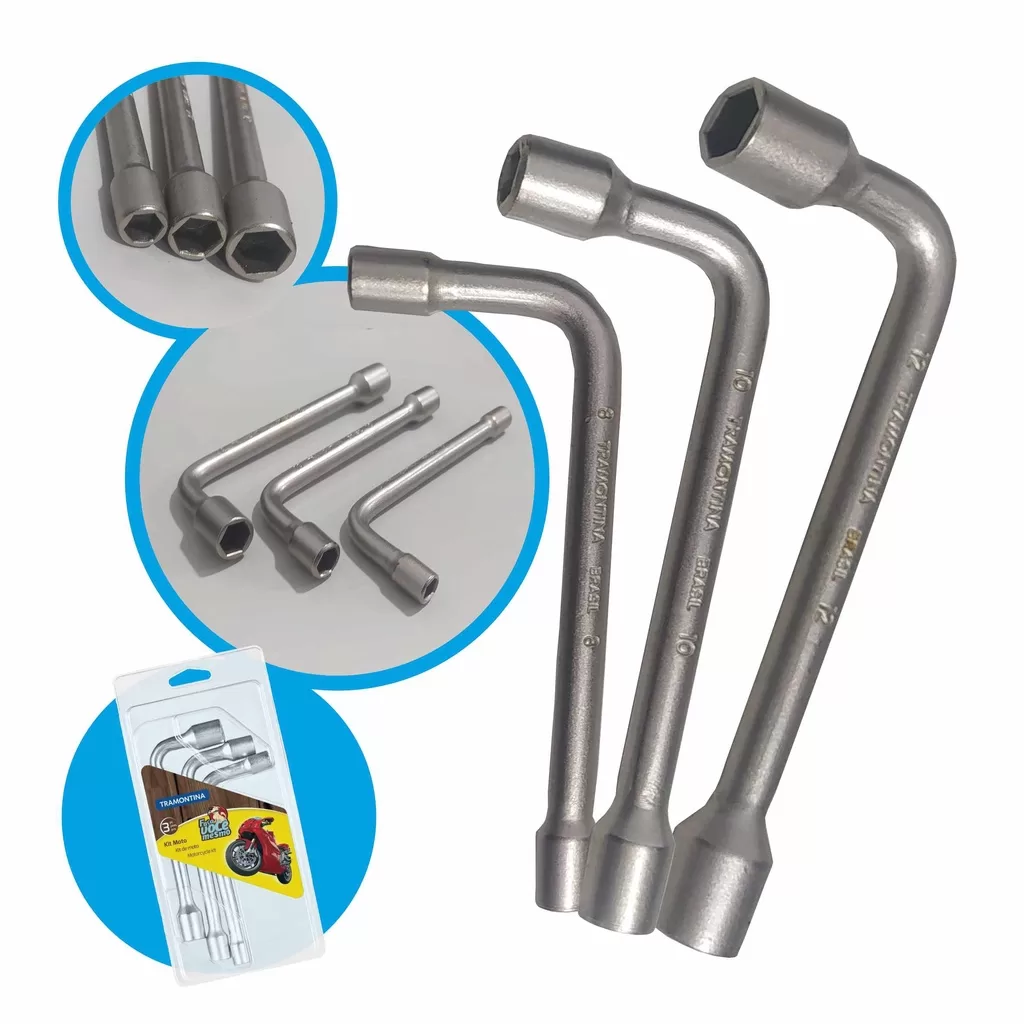 Jogo Chave Biela Em L 8mm 10mm 12mm Para Moto Tramontina