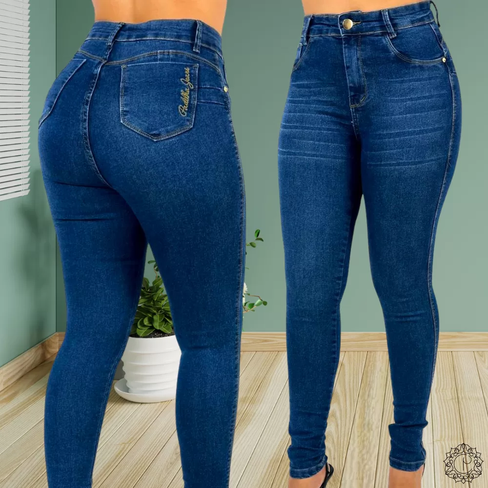 Calça Jeans Skinny Bigode com USD Elastano Cintura Alta Efeito Levanta Bumbum