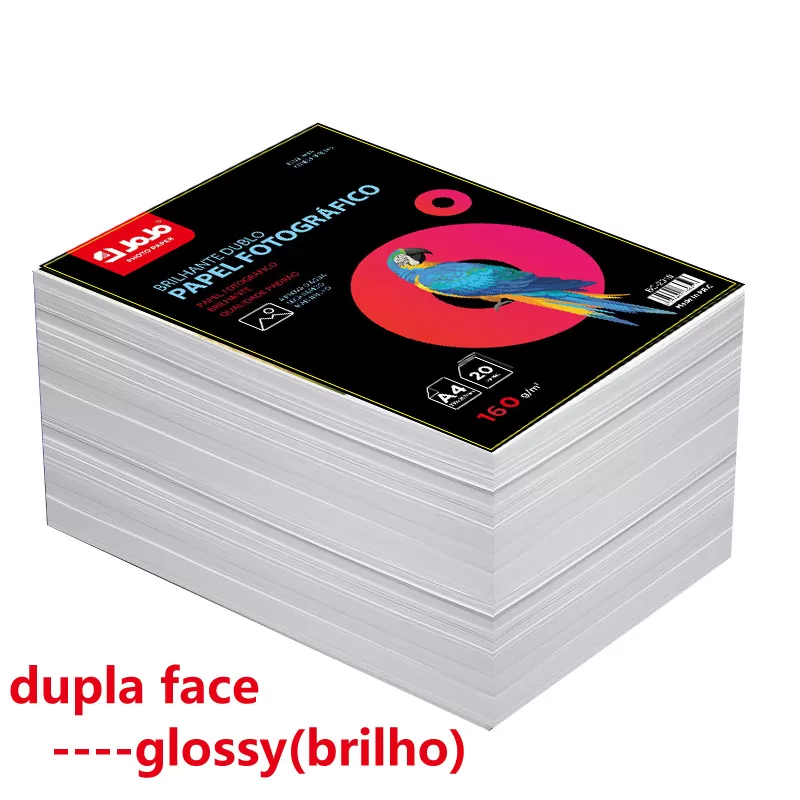 60 folhas de Papel Fotográfico Glossy 160g Dupla Face A4 Premium para Jato de Tinta Inkjet