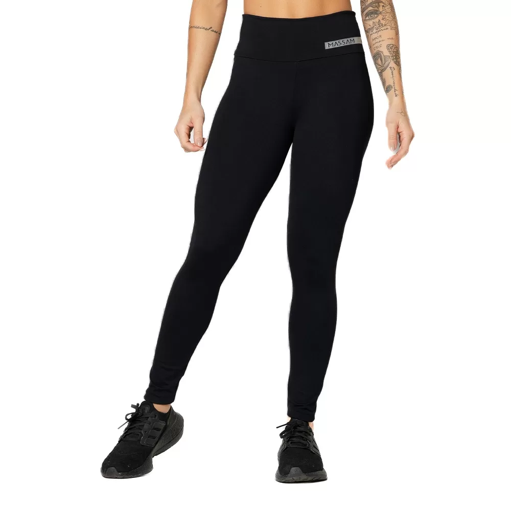 Legging Feminina Poliamida Preta Massam Fitness