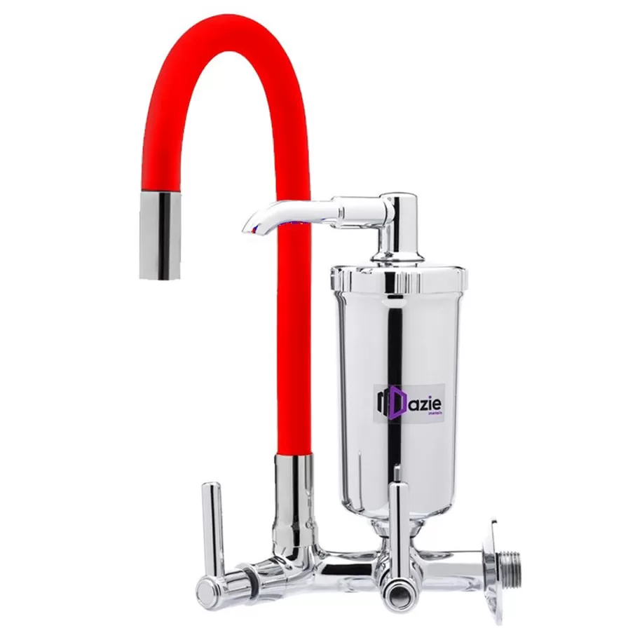 Torneira Com Filtro Parede Gourmet Emborrachada Vermelha Abs