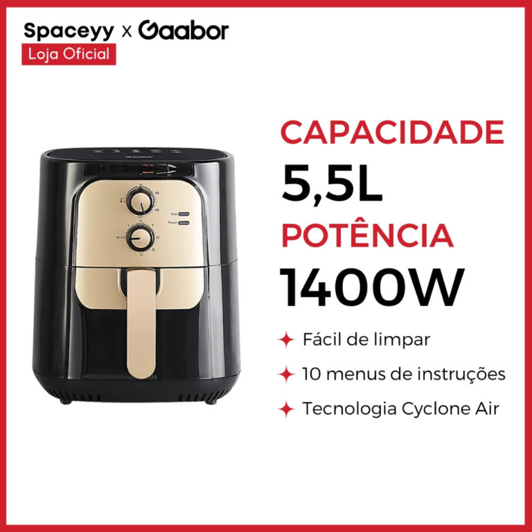 Fritadeira Elétrica Sem Óleo Air Fryer 5.5L Gaab