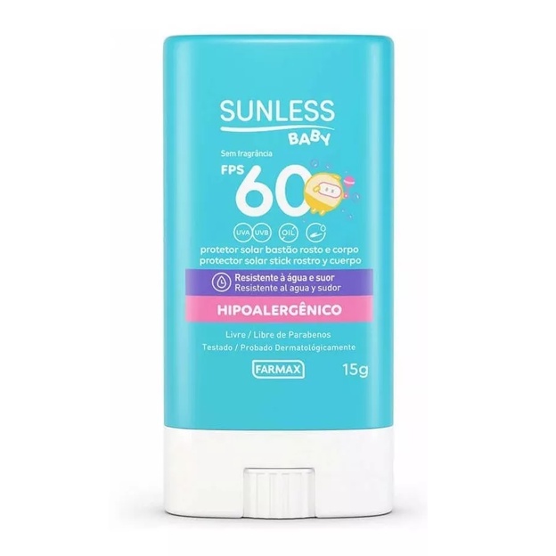 Protetor Solar Sunless Baby 60fps Bastão Resisten