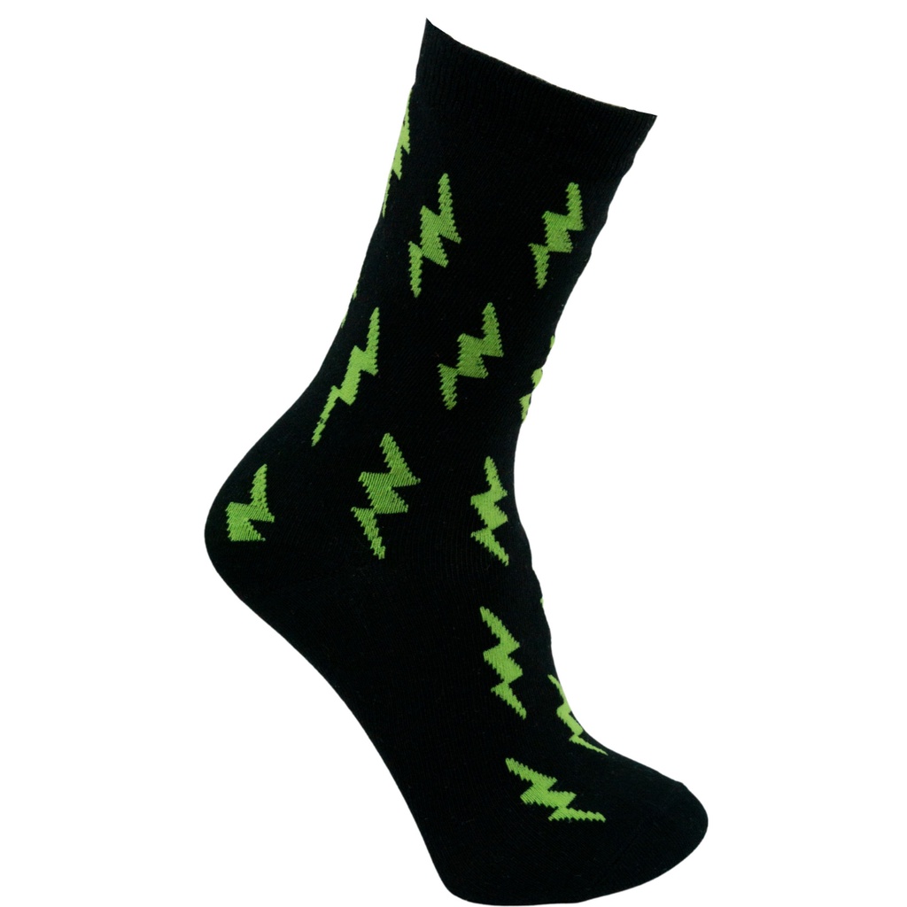 Meia Divertida Cano Longo Raio Oddo Preta Masculina/Feminina