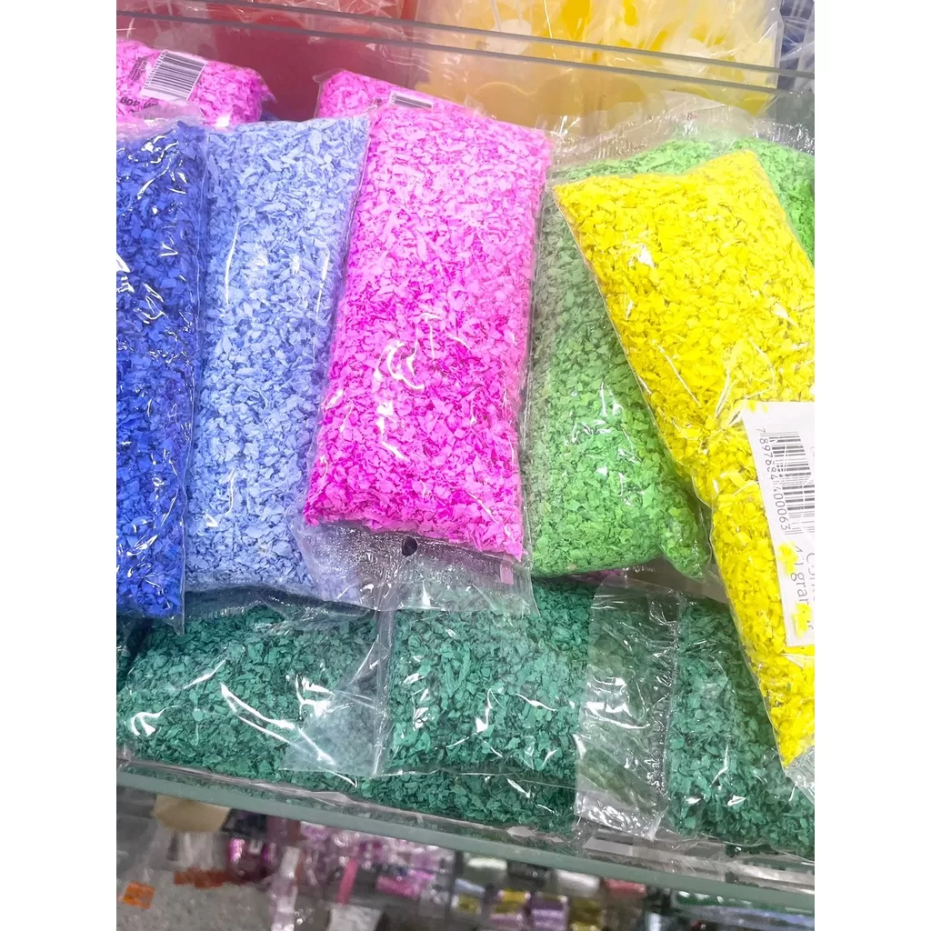 Grama ou Floco de Papel Crepom Totpel com 50g Verde Limão