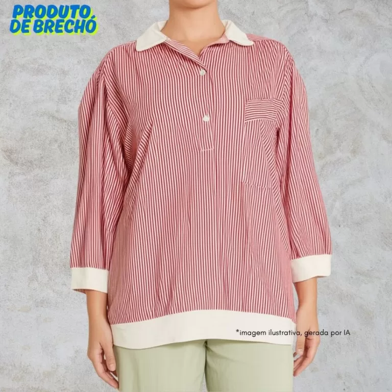 blusa pólo listrada manga curta vintage anos 80
