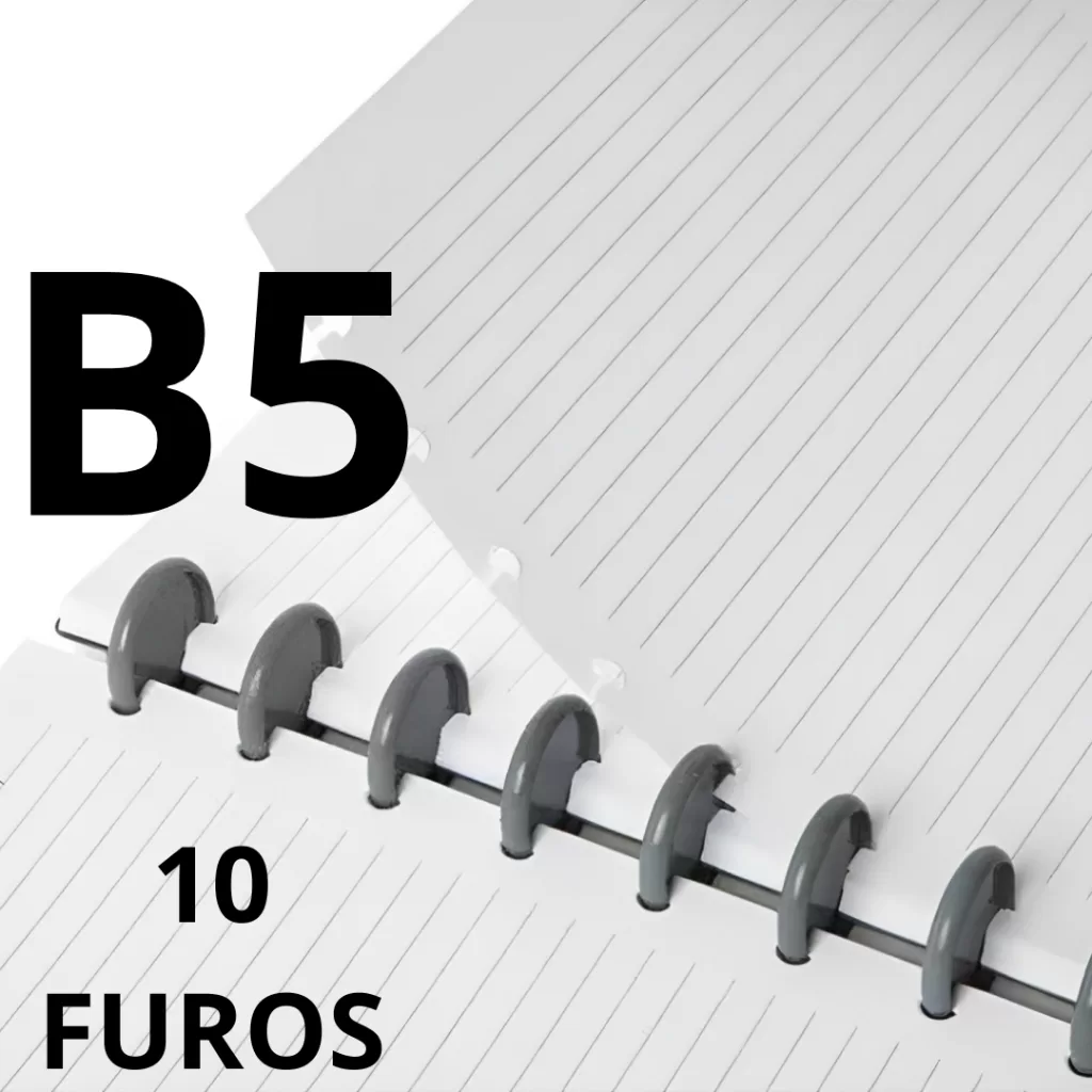 Pacote de 80 Folhas Recarga Caderno Inteligente de Discos B5 Folha com 10 Furos 25 x 18,5cm