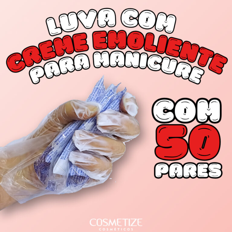 Luva com Creme Emoliente Manicure C/50 Pares Cosme