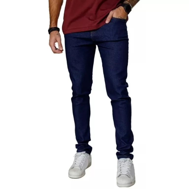 calça jeans masculina para trabalho slim escura o