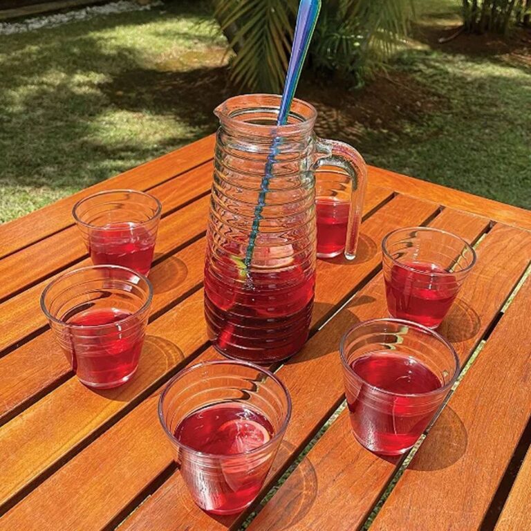 Kit Jarra de Vidro 900ml com Tampa + 4 Copos 250ml