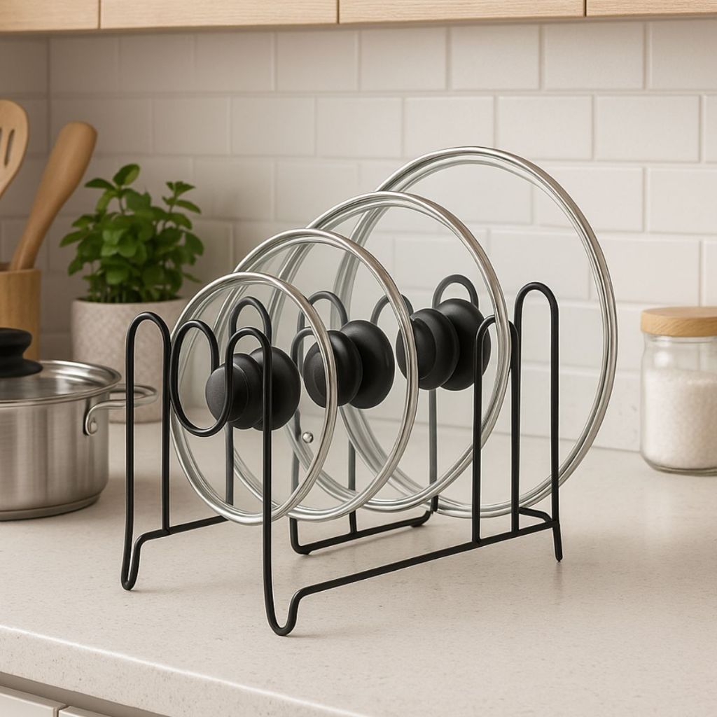 Suporte Organizador De Tampas Black, 6 Divisões, Plug Lar