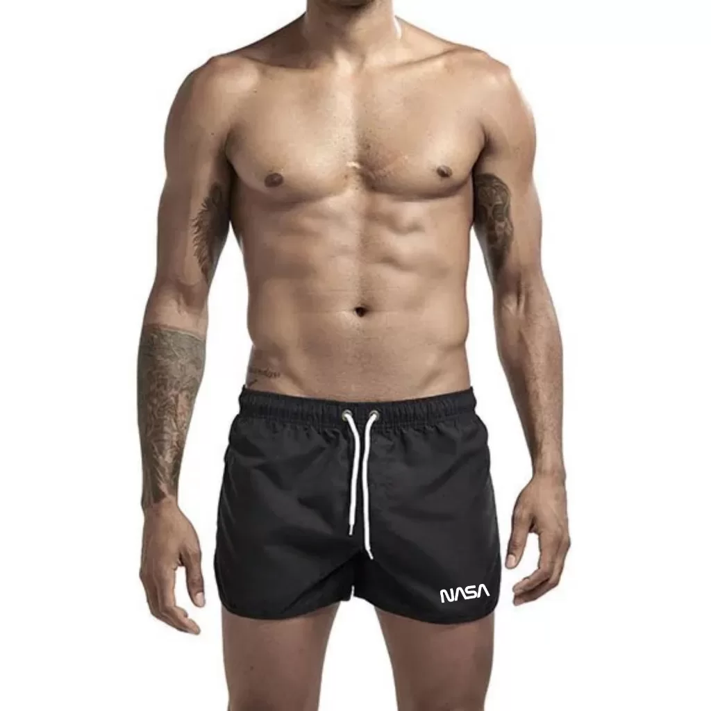 Short Curto Masculino Praia Tactel Elastano Leve alternativo NASA