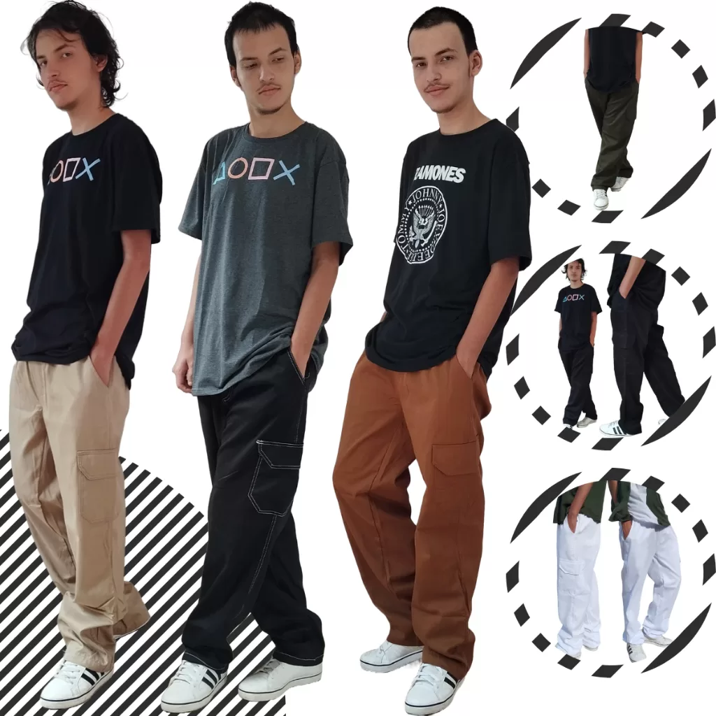 Calça Cargo Sarja Plus Size G1 e G2 Oversize Streetwear reforçada