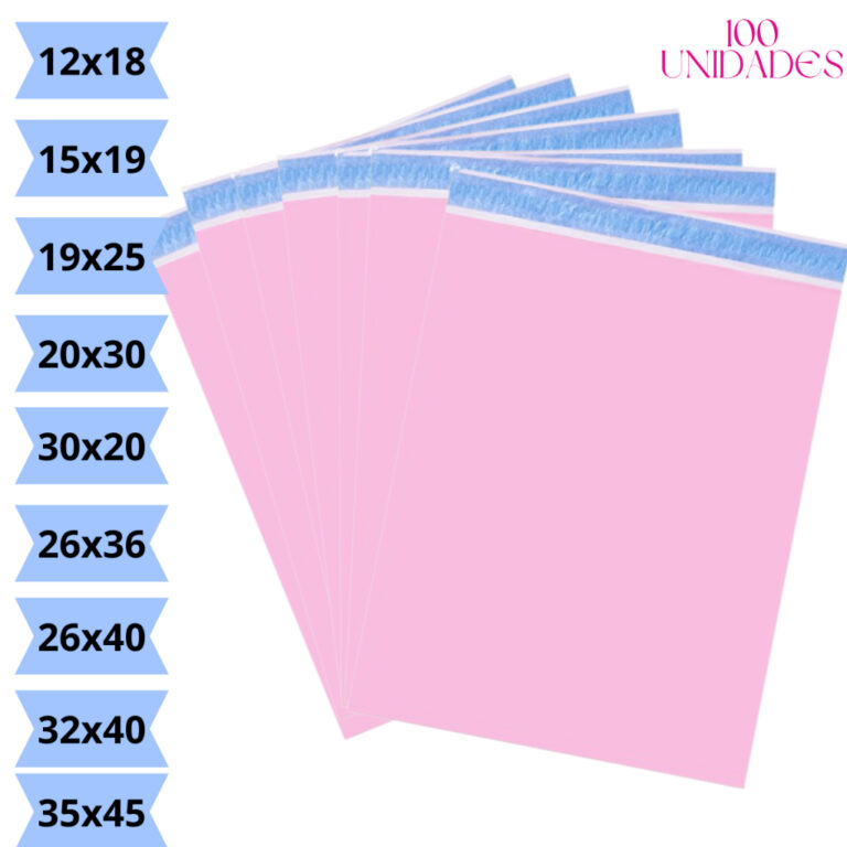 KIT 100 Envelope de Segurança Rosa  Embalagem  Co