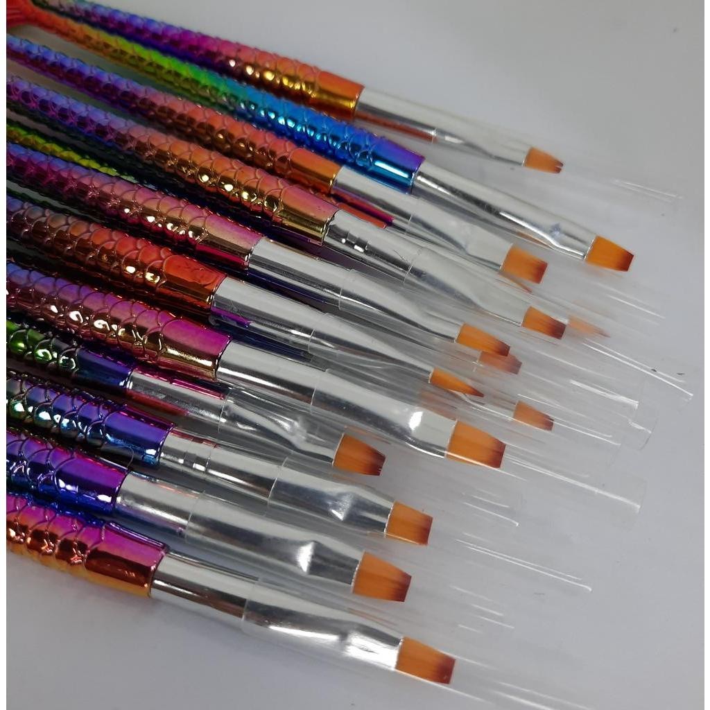 Pincel Cauda de Sereia Decoração para Manicure KES Alongamento Unha Gel Uv Led Profissional