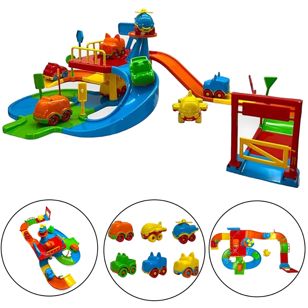 Brinquedo de Menino Pista De Carrinho Rampa de Corrida Infantil Carros Colorido 37 Peças