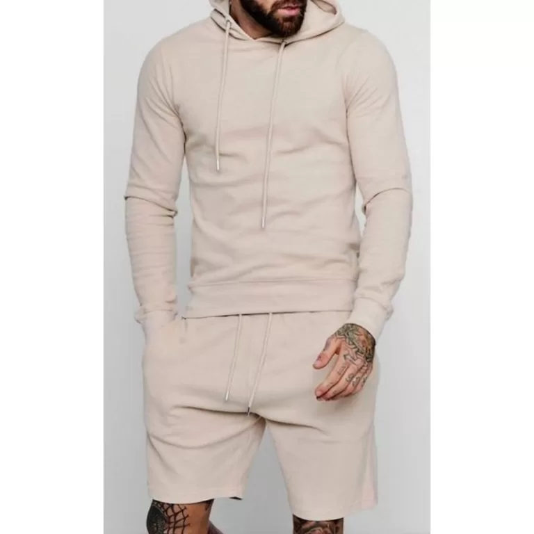 Conjunto Masculino Blusa Capuz Manga Longa e Bermu