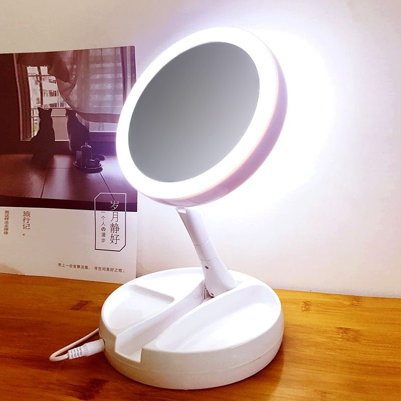 Espelho De Maquiagem Com Led Aumento Ate 10x Dobravel Pronto Entrega