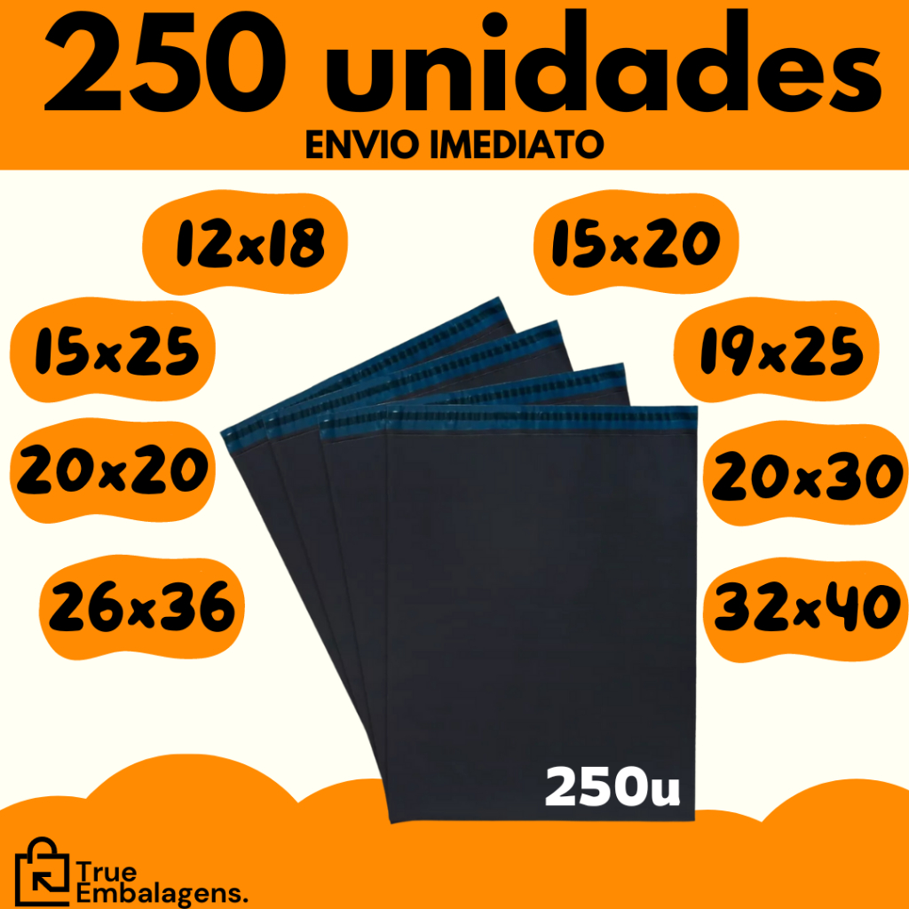 Kit 250 Envelope De Segurança Embalagem Envio Tamanho12x18 15×20 15×25 19×25 20×30 26×36 32×40 40×50