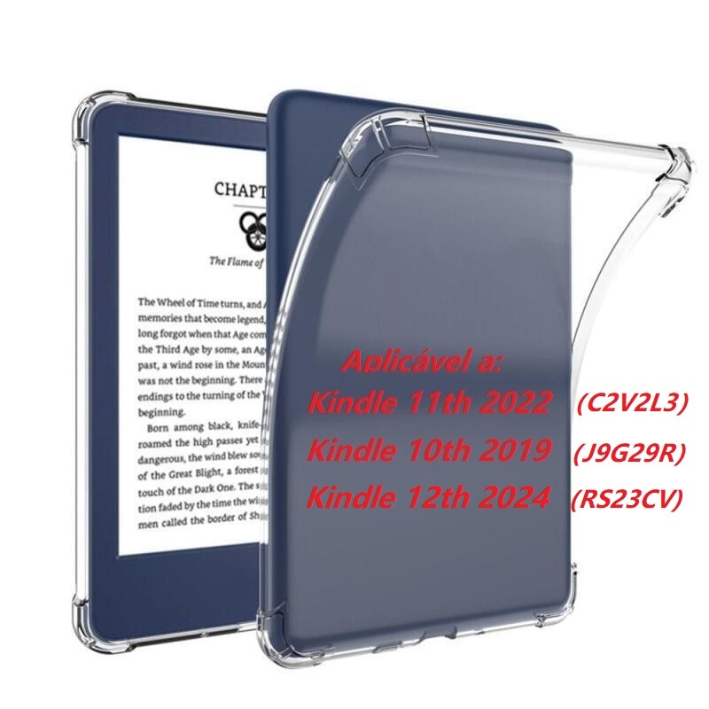 Capa Protetora Anti-Queda Soft TPU Transparente Para Kindle 2022 2024 2019 10a Geração 11a 6,0 Poleg