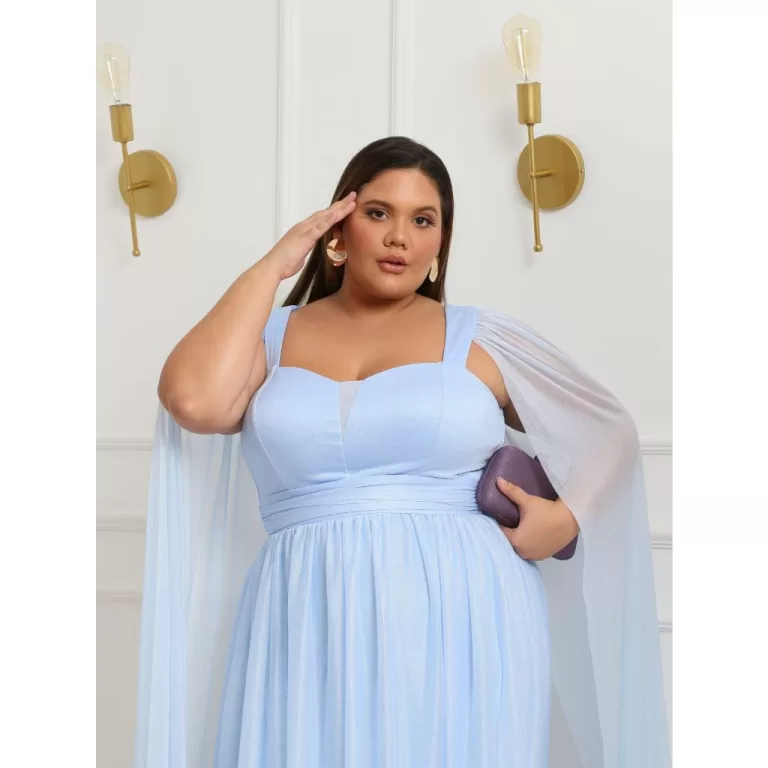 Vestido de festa longo Plus Size Capa Madrinha Cas