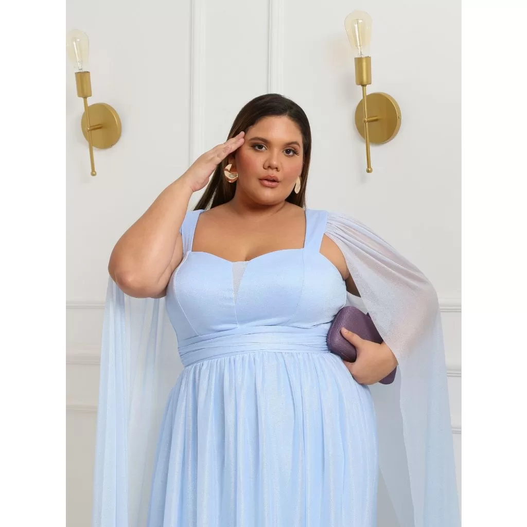 Vestido de festa longo Plus Size Capa Madrinha Casamento Esvoaçante