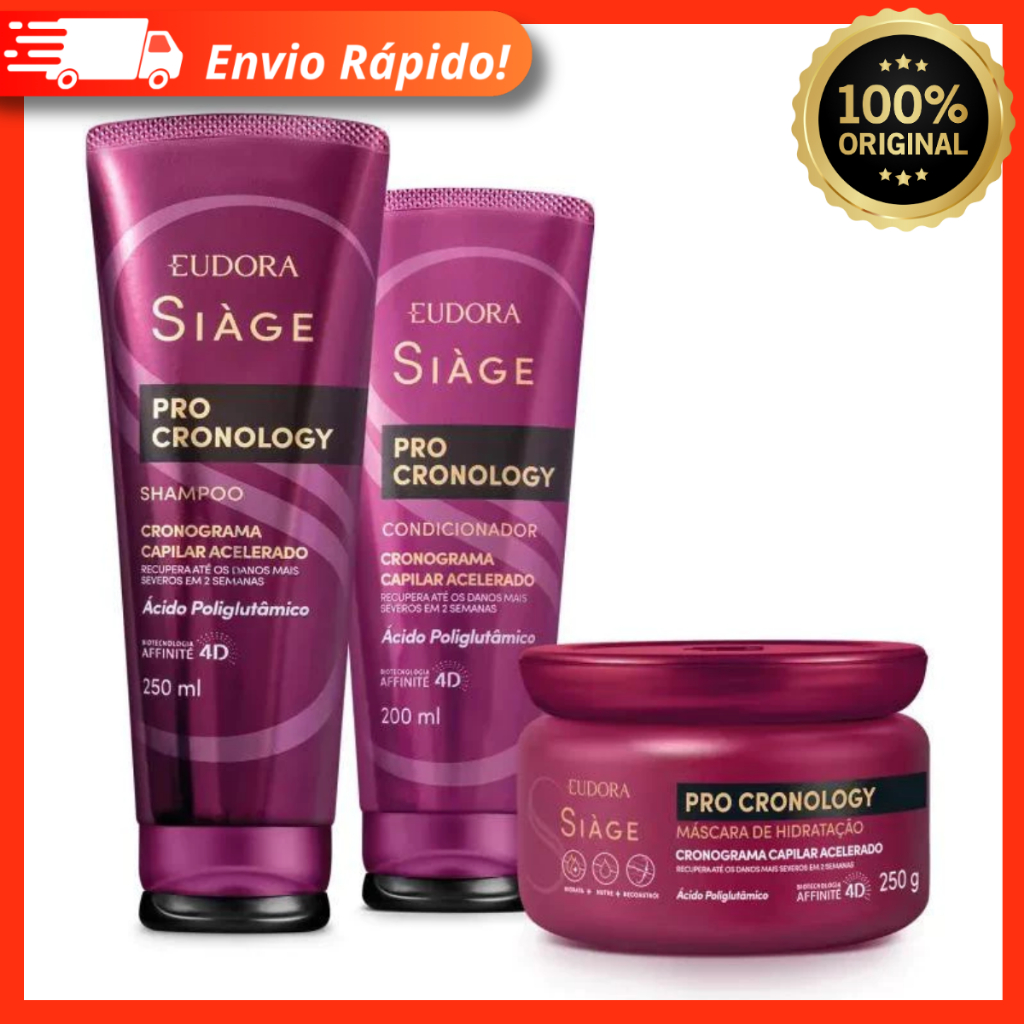 Combo Siàge Pro Cronology: Shampoo + Condicionador + Máscara – Eudora