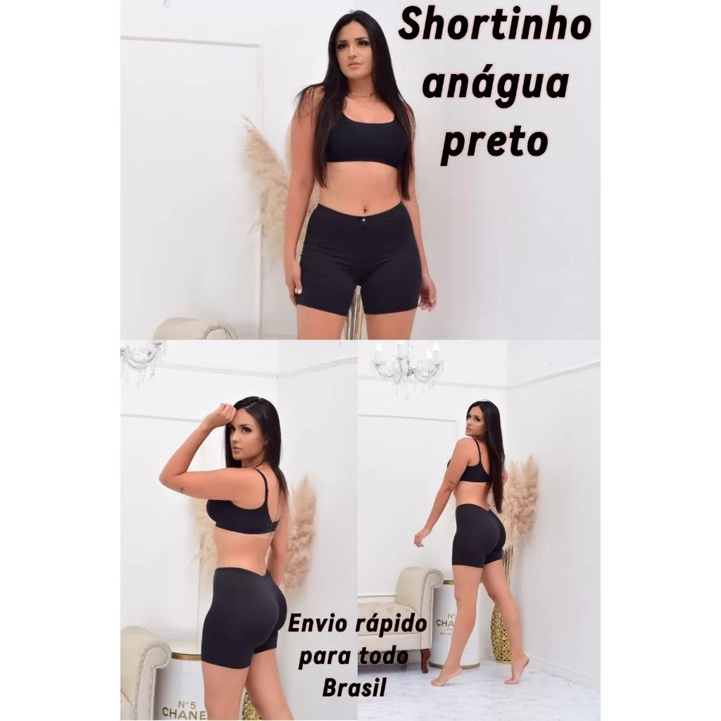 Kit 2 Short Anágua Liso Segunda Pele Feminino