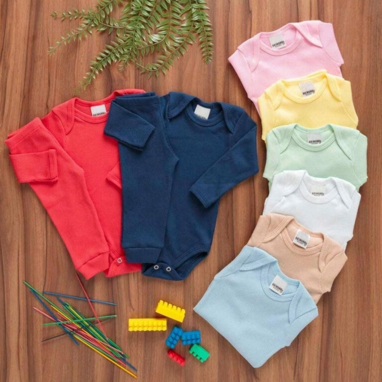 Kit 4 Peças Bebê Pagão Canelado Longo 100% Algo